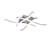Trio-Leuchten Plafoniera LED ROUTE 4 luci bacchette ondulate 45,2x45,2 cm acciaio satinato