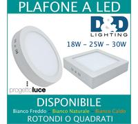 PLAFONIERA LED SOFFITTO 12W 18W 24W PANNELLO LAMPADA ESTERNO 220V TONDA QUADRAT [EEK: A]