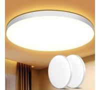 Plafoniera LED Soffitto 24W [2 Pezzi], Lampada da Soffitto 3000K 2000LM Plafoniera Bagno IP44 Impermeabile Ø28CM Rotonda Lampadario LED Moderna Luce Soffitto per Cameretta/Cucina/Soggiorno/Corridoio