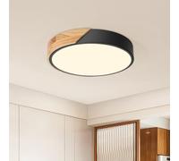 Plafoniera LED Soffitto 24W 2400LM, Luce Illuminazione Legno Bianco Rotonda Ø30C