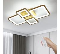 Plafoniera LED Soffitto,54W 6075LM Dimmerabile Moderna Lampada da Soffitto con Telecomando/APP Funzione di Memoria,4 Quadrato Lampadario LED Soffitto in Acrilico per Camera da letto Soggiorno,Oro