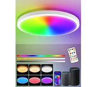 Plafoniera LED Soffitto Alexa 24W, RGB Con Telecomando & APP, 3000-6500K Dimmerabile Con Funzione Di Memoria, Moderna Per Soggiorno Camera Da Letto, Ø28CM
