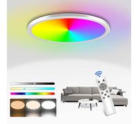 Plafoniera led Soffitto con RGB, 3200LM 24W Lampada Plafoniera LED Dimmerabile Con Telecomando, IP54 Plafoniera a LED Bagno, 3000-6000k Moderna Calda Neutra Fredda Per Soffitto,Cucina,Camera