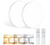 Plafoniera LED Soffitto Dimmerabile 24W [2 Pezzi] Lampada da Soffitto con Telecomando 3000K-6500K Plafoniera Bagno IP44 Impermeabile Ø28CM 2000LM Lampadario LED Moderna per Cameretta Cucina Soggiorno