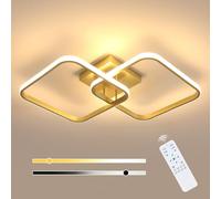 Plafoniera LED Soffitto Dimmerabile, 50W 5625LM Lampadario LED Moderni Camera da Letto con Telecomando 3000K-6500K, Plafoniera Quadrata Funzione di Memoria per Soggiorno, Cucina, Corridoio, Oro 64CM