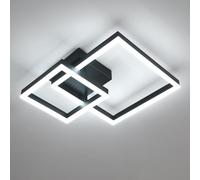 Plafoniera LED Soffitto Moderna, 36W 4050LM Lampada da Soffitto Quadrata Moderna, Luce Fredda 6500K Salotto Plafoniera in Acrilico per Soggiorno, Camera da Letto, Cucina, Nero, 52*42*12CM