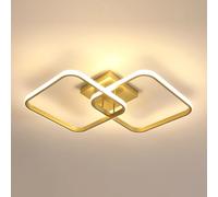 Plafoniera LED Soffitto Quadrato, 42W 64CM Lampada LED Soffitto Interni Luce Calda 3000K, Lampadario LED Moderna 2 Tubi Quadrati in Acrilico per Camera da Letto, Soggiorno e Cucina, Oro