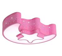 Plafoniera LED Stella Luna 37W Luce Fredda 55cm Rosa Cameretta Bambini