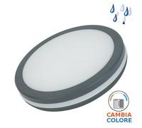 PLAFONIERA LED TONDA 15W LUCE 3 IN 1 IMPERMEABILE IP65 GRIGIA PL15-65R-ALC930343 ALCAPOWER