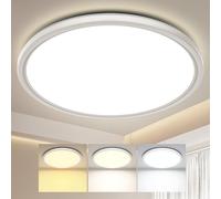 Plafoniera LED Ultra Sottile con Telecomando, Dimmerabile (3000K-6500K), 24W, IP44 Ø30cm (Spessore 2,4cm) | Lampada da Soffitto per Cucina, Camera da Letto, Bagno, Camera dei Bambini