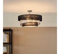 Plafoniera Lindby Ayvira, nero/argento, tessuto, 56 cm, E27 LINDBY