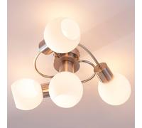 Plafoniera Lindby Ciala, 43 cm, a 4 luci, color nichel, vetro LINDBY