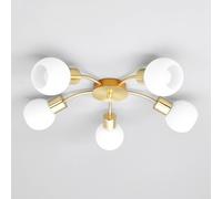 Plafoniera Lindby Elaina, Ø54cm, a 5 luci, ottone, vetro, E14 LINDBY