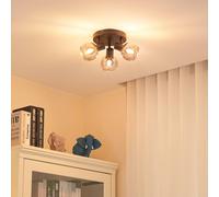 Plafoniera Lindby Hedvig, rotonda, nera, a 3 luci. LINDBY