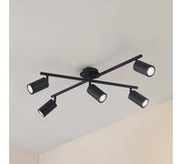 Plafoniera Lindby Joffrey, 78 cm, nero, a 5 luci, GU10 LINDBY