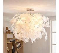 Plafoniera Lindby Maple, Ø 70 cm, cromata, bianca, tessuto LINDBY