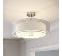 Plafoniera Lindby Pikka, bianco, tessuto, Ø 50 cm, E27 LINDBY