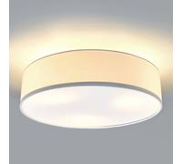 Plafoniera Lindby Sebatin, Ø 50 cm, bianco crema, tessuto, E27 LINDBY