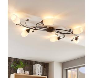 Plafoniera Lindby Stefania, a 6 luci, nero/oro, 68 cm LINDBY