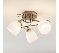 Plafoniera Lindby Thaddeus, Ø 44 cm, ottone antico, vetro LINDBY