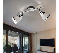 Plafoniera Luce Lampada Spot Faretto Metallo Cromato Tessuto Grigio Mobile E14 [EEK: Non valutato]