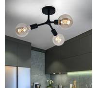 Plafoniera Luce Lampada Spot Retrò 3 Fiamma Acciaio Nero Dxh 34,5x21,5 CM [EEK: Non valutato]