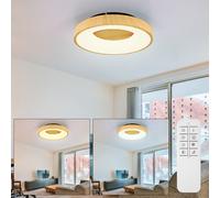 Plafoniera Luce LED Simil Legno Dimmerabile Notturna D 40cm da Soggiorno 30W