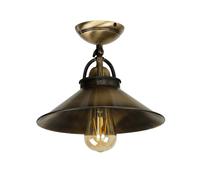 Plafoniera Luce Ottone Industriale Antico IN Bronzo E27 Artigianale Vintage