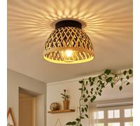 Plafoniera Luce Sala da Pranzo Lampada di Legno Bambù Nero Opaco Braun [EEK: Non valutato]