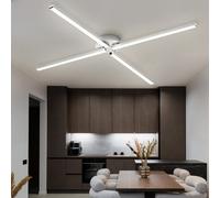 Plafoniera Luci Soggiorno LED Orientabile 4 Fiamma Alluminio L 78 CM