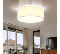 Plafoniera Luce Sala da Pranzo Paralume IN Tessuto Bianco Tondo LED D 30 CM