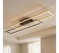Plafoniera soggiorno plafoniera sala da pranzo lampada camera da letto, metallo alluminio nero oro, mobile, LED 30W 1370Lm 3000K bianco caldo, L 80 cm