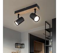 Plafoniera Luce Sala da Pranzo Simil Legno Lampada Spot Regolabile 2 Fiamma GU10 [EEK: Non valutato]