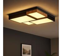 Plafoniera Luce Sala da Pranzo Simil Legno Memory Nero LED L 60 CM