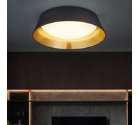Plafoniera Luce Sala da Pranzo Tondo Tessuto Oro Nero LED D 45 CM [EEK: Non valutato]