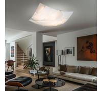 Plafoniera Luci Soggiorno 2 Fiamma Vetro Bianco Cromo L 30 CM [EEK: Non valutato]