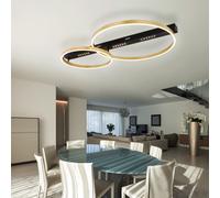 Plafoniera Luci Soggiorno 3 Livelli Anelli Metallo Oro LED 93cm [EEK: Non valutato]