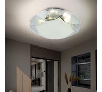 Plafoniera Luci Soggiorno Plafoniera Cromato Vetro Nichel Opaco Bianco Caldo LED