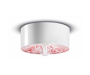 Plafoniera Media Vintage Decò Pi Ceramica Ming Rosso 1 Luce E27