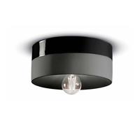 Plafoniera Media Vintage Decò Pi Ceramica Nero Carbone 1 Luce E27