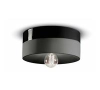 Plafoniera Media Vintage Decò Pi Ceramica Nero Carbone 1 Luce E27
