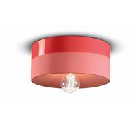 Plafoniera Media Vintage Decò Pi Ceramica Rosso Corallo 1 Luce E27