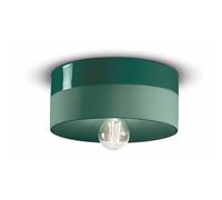 Plafoniera Media Vintage Decò Pi Ceramica Verde Bottiglia 1 Luce E27