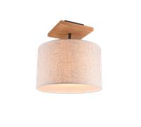 ELMAU PLAFONIERA MODERNA IN LEGNO E METALLO CON PARALUME IN TESSUTO JUTA ATTACCO E27
