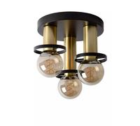 Plafoniera Metallo Nero Oro Corridoio Ufficio Ø30 CM E27 3-flammig Retrò