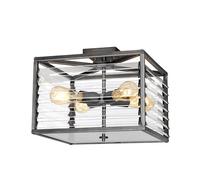Plafoniera Metallo Vetro 39,2 CM Larghezza Gunmetal Grigio 4x E27 Deckenleuchte