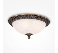 Plafoniera Metallo Vetro E27 Ø 37 CM Bronzo Antico Bianco Deckenleuchte Sala