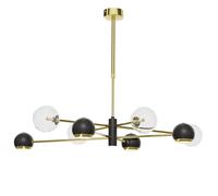 Plafoniera Metallo Vetro On Oro Nero 100 CM 4-flammig Deckenleuchte Sala