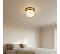 PLAFONIERA RIPPLE ORO 1 LUCE ATTACCO E27 20X20X17CM IN VETRO SOFFIATO OPALE