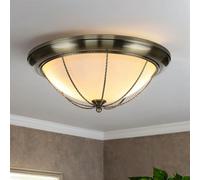 Plafoniera Metallo Vetro Rotondo Ø 38 CM E27 Ottone Antico Deckenleuchte Salotto